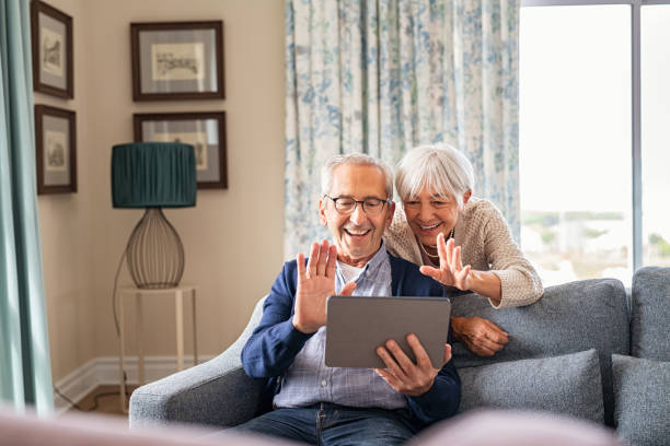 seniors using tablets for virtual family gatherings